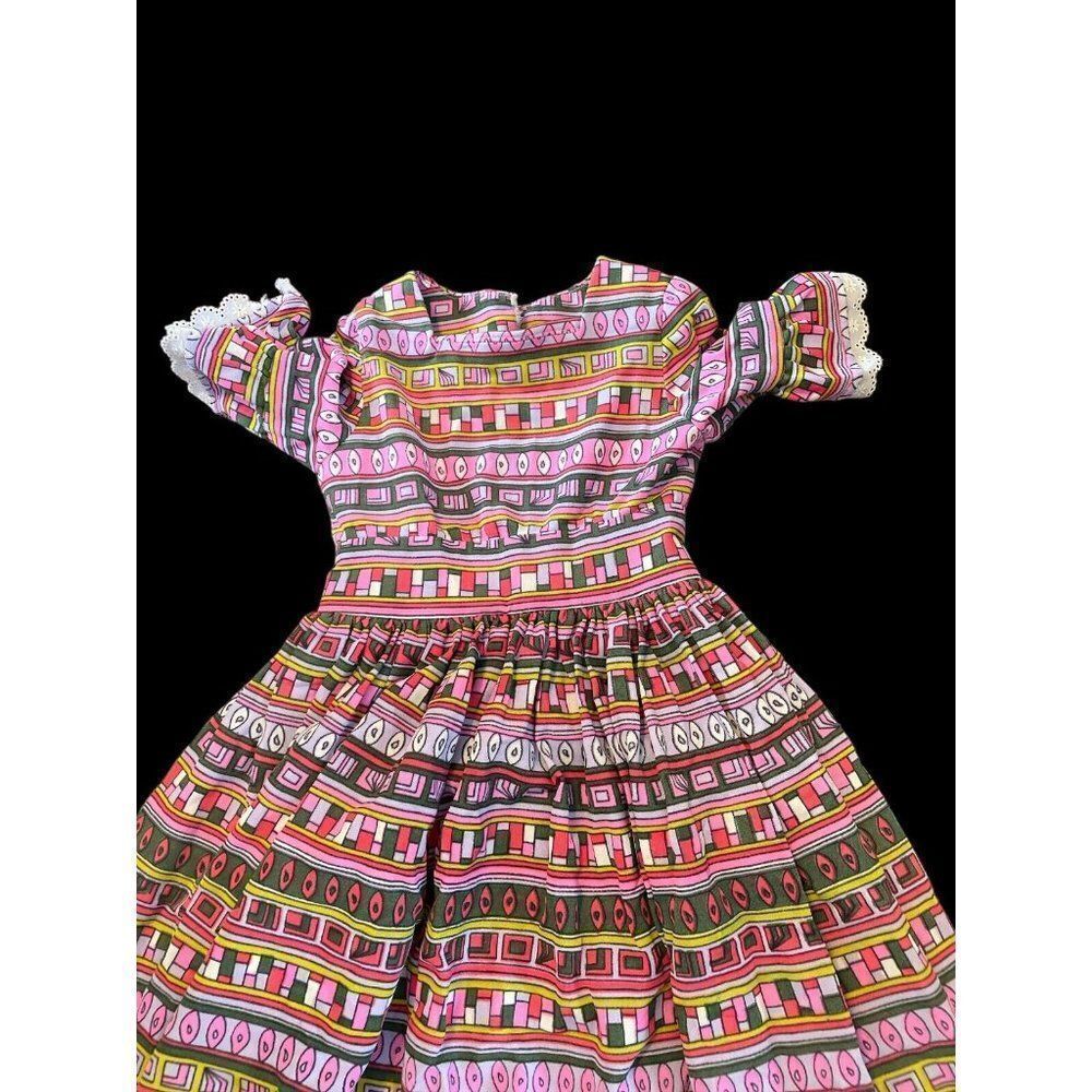 Vintage Handmade Girls Lace Trim Dress Full Flare Cottage Core - Picture 2 of 6